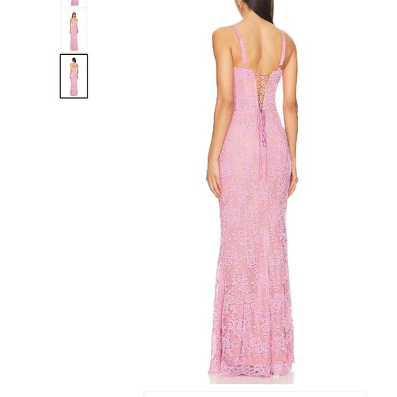 Ruby Gown in Begonia Pink Lace- V. Chapman size 0 - Picture 2 of 4